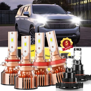 For Chevrolet Suburban 2018-2020 LED Headlight Kit High Low Beam Fog Light Bulbs - Picture 1 of 11