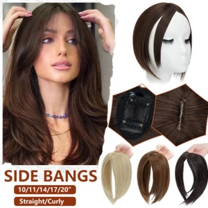 Topper real como humano con flequillo clip natural en extensiones de cabello toupee para mujer - Imagen 1 de 76