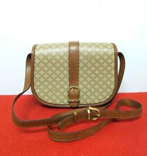 Celine Macadam Vintage Shoulder Bag PVC Leather Brown Beige Used Japan Authentic