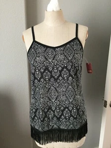 Boho Women's Spaghetti Strap Fringed Bottom Tank Top Jr Size M 34" Chest Cochela - Picture 1 of 10