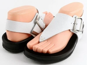 $130 EMOZIONI W1390 White Leather Designer ITALY Flat Sandals 5.5 EUR 36 - Picture 1 of 4