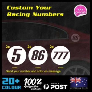 2x Custom 120mm Circle Racing Number Car Motorcycle Bike Decals Stickers MX #1 - Picture 1 of 2
