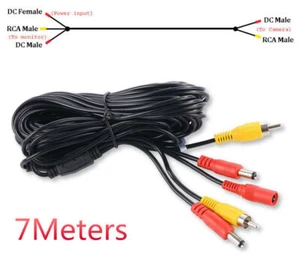 23FT Car Backup Camera RCA Video Extension Cable DC Power Cable Universal - Picture 1 of 8
