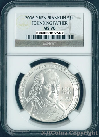 2006 P BEN FRANKLIN FOUNDING FATHER Silver Dollar Coin $1 NGC MS 70 MS70 PERFECT Cover