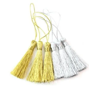 60X Gold und Silber Quaste Lesezeichen Quasten Schmuck Zubehör Handwerk 4cm DIY - Picture 1 of 2