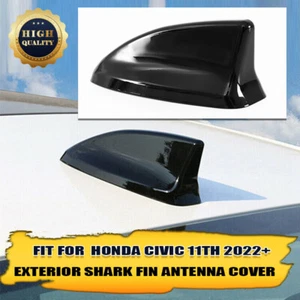 Gloss black ABS Exterior Shark Fin Antenna Cover Cap For Honda Civic 2022-2023 - Picture 1 of 10