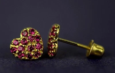 Pendientes oro amarillo oro blanco forma corazón circonita oro amarillo 14k Foto 1 de 4