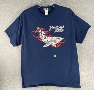 Juneau Alaska T-Shirt Erwachsene Large Blau Kurzarm Whale Watch 100% Baumwolle - Bild 1 von 12