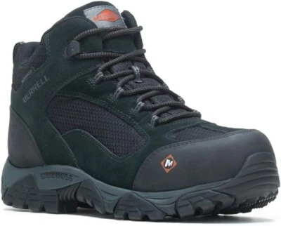 Merrell 男式 Moab Onset Mid 防水复合鞋头构造靴黑色 7 — 第 1/4 张图片