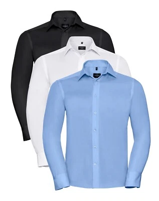 Russell 958M Camicia Da Uomo A Maniche Lunghe Su Misura In Cotone Senza Pieghe - Immagine 1 di 4