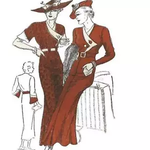 1930s Patrón Art Déco Deslizante Vestido - Busto = 86.4cm (86.4cm) - Picture 1 of 2