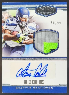 2016 Panini Plates & Patches Alex Collins Patch Auto /99 Seattle Seahawks CL - Image 1 of 4