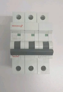 MEM MCH316 C16 MCB Triple Pole 3 Phase Breaker Type C 16A Memshield 2 Eaton - Picture 1 of 9