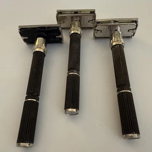 3 rasoi di sicurezza vintage GILLETTE super regolabili anni '70-80 (Black Beauty) - Foto 1 di 23
