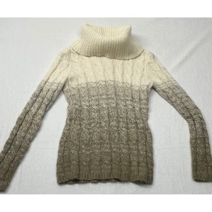 Lauren Ralph Lauren Cable Knit Ombre Cowl Neck Sweater Pullover Cream Beige - Picture 1 of 5