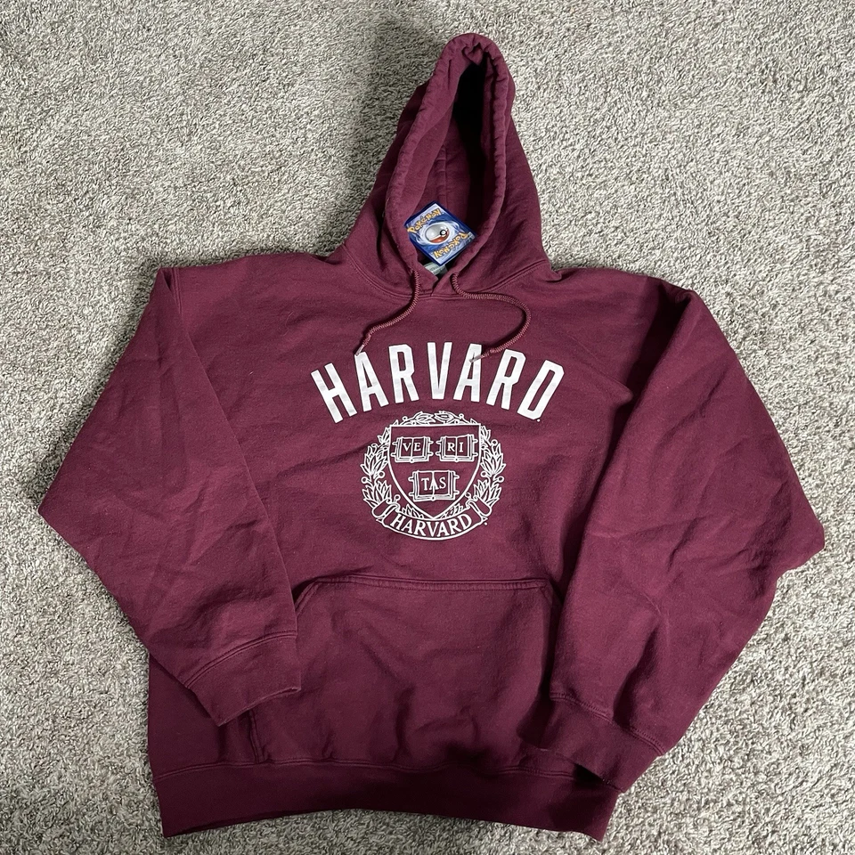 Vtg Harvard University Hoodie Mens XL Burgundy Pullover Fleece Logo Sweatshirt  - Image 1 of 4