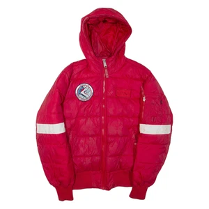 ALPHA INDUSTRIES Mens Puffer Jacket Red Nylon Hooded L - Picture 1 of 6