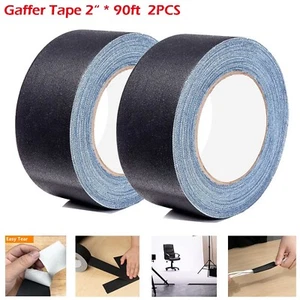 2 Black Gaffer Tape 2" x 90 FT  for Electrical Cords Cable Pro Audio Stage Wire - Picture 1 of 12
