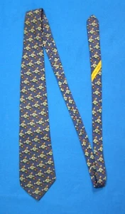 Salvatore Ferragamo Silk Necktie Repeating Bird Standing on Flask WithBlue Field - Picture 1 of 7