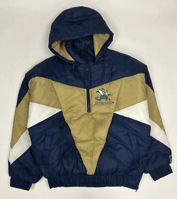 Notre Dame Fighting Irish Puffer Jacket 1/2 Zip Medium Vintage Pro Player 90s - Image 1 of 4