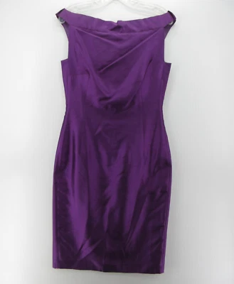 Max Mara Dress Women 8 Purple Silk Sheath Cocktail Party Elegant Off Shoulder - Image 1 of 4