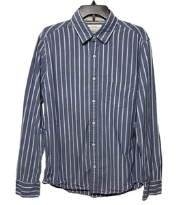 Aeropostale Camicia Uomo Taglia Med Blu/Bianco Rigato Bottoni Manica Lunga Y2K - Foto 1 di 9