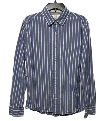 Camisa Aeropostale Para Hombre Talla Med Azul/Blanco Rayas Abotonadas Manga Larga Y2K Foto 1 de 4
