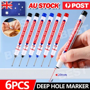 6Pcs Long Head Deep Hole Long Nosed Marker Multifunction Deep Drill Hol Marker - Picture 1 of 9