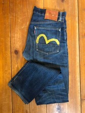 Evisu Rare Vintage yellow seagull print Denim Jeans No3 Lot2000 Mens Sz 28×35