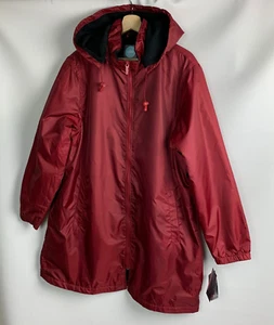 Totes Coat Burgundy Softshell Hood Stand Collar Zip Front Pockets Lined Sz L NEW - Picture 1 of 14