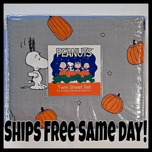 Peanuts Snoopy Halloween TWIN Bed Sheet Set Pumpkin 🎃 Ghost 👻 Pillowcase - Picture 1 of 3