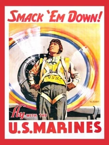 Smack 'Em Down Marines, Vintage Sophie, Wall Art Print Poster 14" x 11"   1947 - Picture 1 of 1