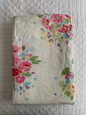 Funda nórdica floral doble POTTERY BARN algodón orgánico rosa verde blanco púrpura azul Foto 1 de 4