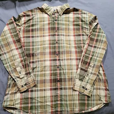 Arrow Dress Shirt Men XL Orange Green Plaid Button Down Casual Long Sleeves - Image 1 of 4