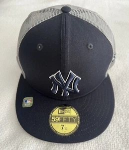 NY YANKEES HAT NEW ERA FITTED 59FIFTY CAP SIZE 7 1/4 MESH BACK MLB BASEBALL - Picture 1 of 6