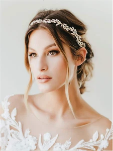 Braut Haarschmuck Hochzeit Haarranke Perlenzweig Perlenranke Haarkranz gold - Bild 1 von 5