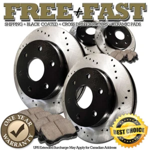 H1366 FIT 2019 2020 Ram 1500 6 LUG FRONT+REAR Black Brake Rotors Ceramic Pads - Picture 1 of 5