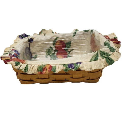 Longaberger Basket Slanted Angled Liner Plastic Protector 8x6 Fruit Design Cover