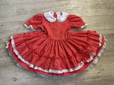 Vtg Marthas Miniatures Red Polka Dot Lace Ruffle Dress Holiday Party Layers Sz 5 - Image 1 of 4