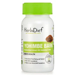 Yohiimbe Bark Extract Capsules Yohimbiine HCL 8% Fat Burner Loss Energy Booster - Picture 1 of 4