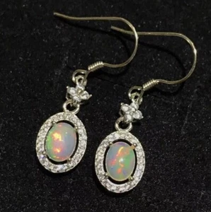 Pendientes de ópalo etíope natural - Pendientes de plata de ley 925 - Octubre - Imagen 1 de 3