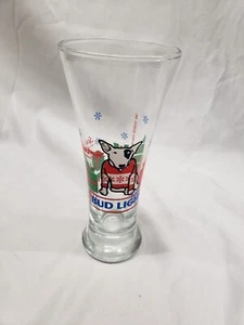Vintage 1987 Bud Light Spuds MacKenzie CHRISTMAS UGLY SWEATER Pilsner Beer Glass - Picture 1 of 4