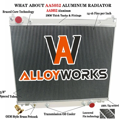 3 Row Aluminum Radiator For Ford E150 E250 E350 E450 5.4L 6.8L 7.3L 1997-2014 - Image 1 of 4