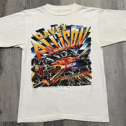 Vintage NASCAR Davey Allison 28 Thunderbird White 1993 MadDog Graphic Racing Tee Cover