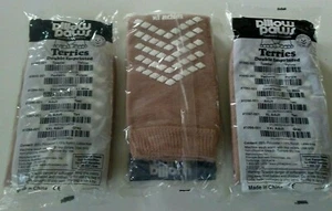 (3) Pillow Paws #1097-001 Terries Double Print Slipper Socks, XL, Tan - NEW! - Picture 1 of 1
