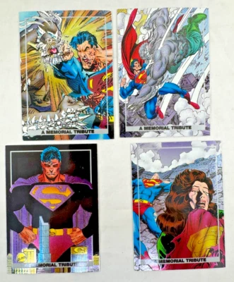 DOOMSDAY DEATH OF SUPERMAN Complete SPECTRA FOIL TRIBUTE Chase Card Set S1-S4 - Image 1 of 3