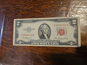 Series 1953 2 Dollar Bill Red Seal Circulated - Picture 1 of 8