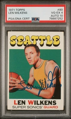1971 Topps #80 Len Wilkens Signed Autograph HOF Auto Sonics PSA 4 DNA 10 Auto - Image 1 of 2