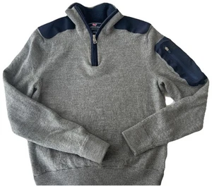 Vineyard Vines Boys Merino Wool Blend 1/4 zip Sweater Gray Blue XS Extra Small - Picture 1 of 14
