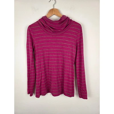 Top Smartwool 100 % lana merino capucha cuello manga larga rayas para mujer mediano Foto 1 de 4